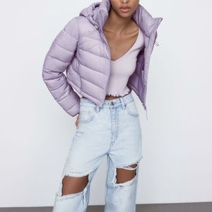 Zara | Jackets u0026 Coats | Zara Quilted Puffer Cropped Jacket Lavender |  Poshmark